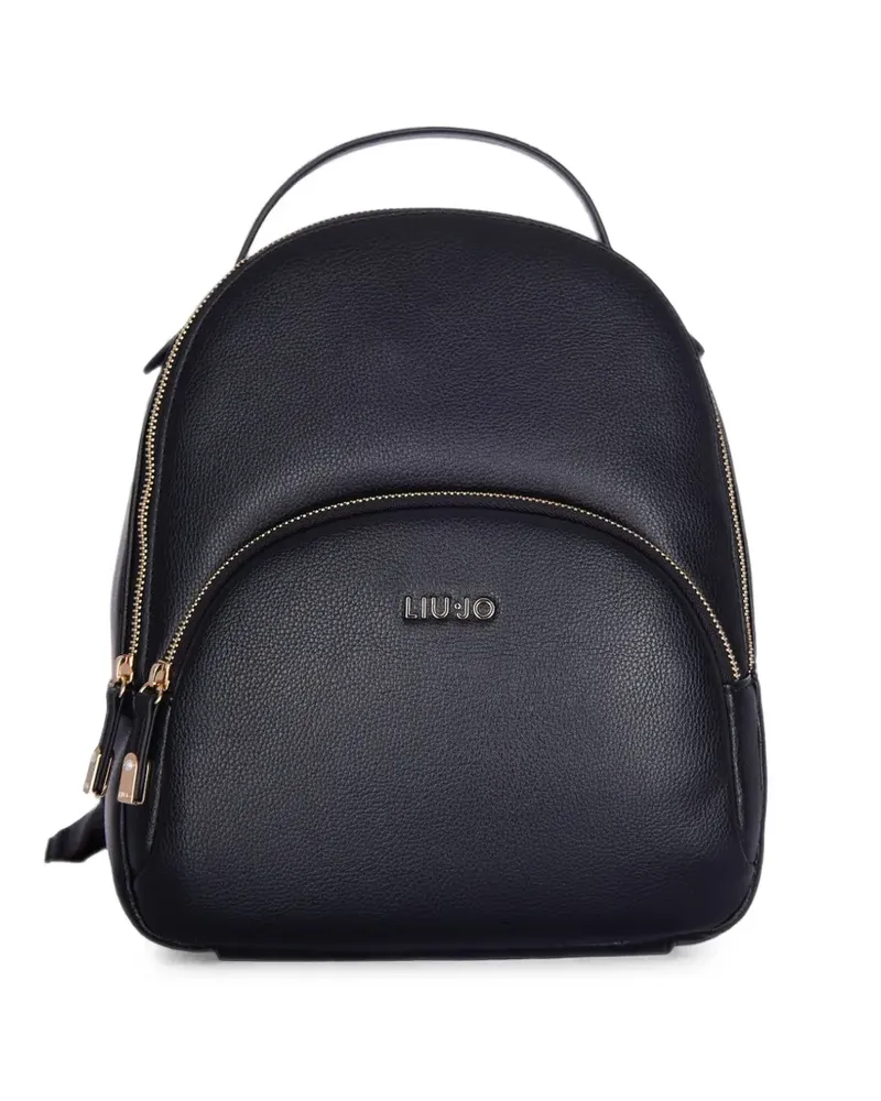 Liu Jo grained-effect logo-plaque backpack - Schwarz Schwarz