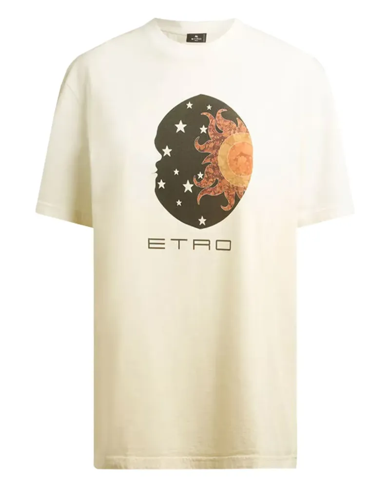 Etro sun moon print T-shirt - Nude Nude