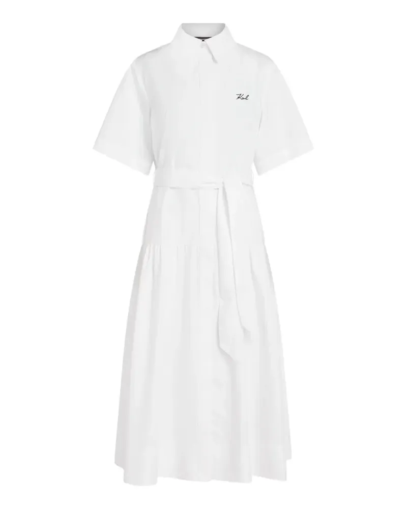 Karl Lagerfeld Hemdkleid mit Schleifengürtel - Weiß Weiß