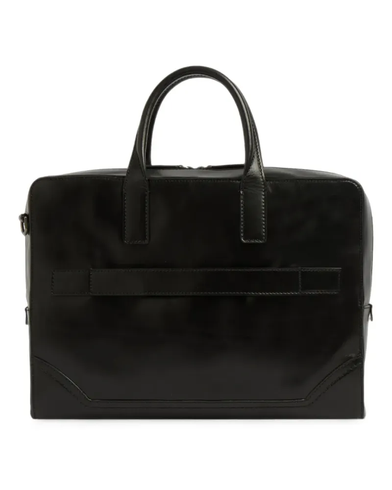 The Bridge logo-plaque leather briefcase - Schwarz Schwarz