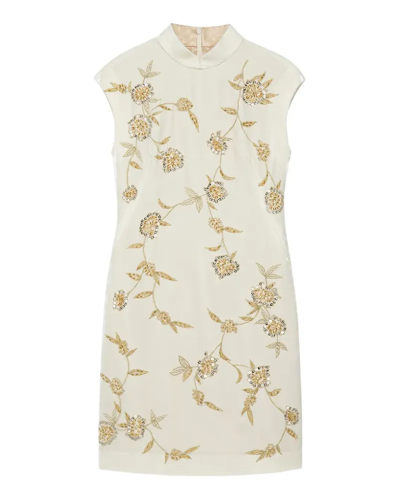 Shanghai Tang Qipao floral-embroidered mini dress - Weiß Weiß