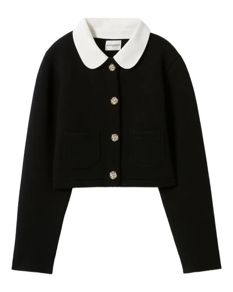 Claudie Pierlot Cropped-Cardigan mit abnehmbarem Kragen - Schwarz Schwarz