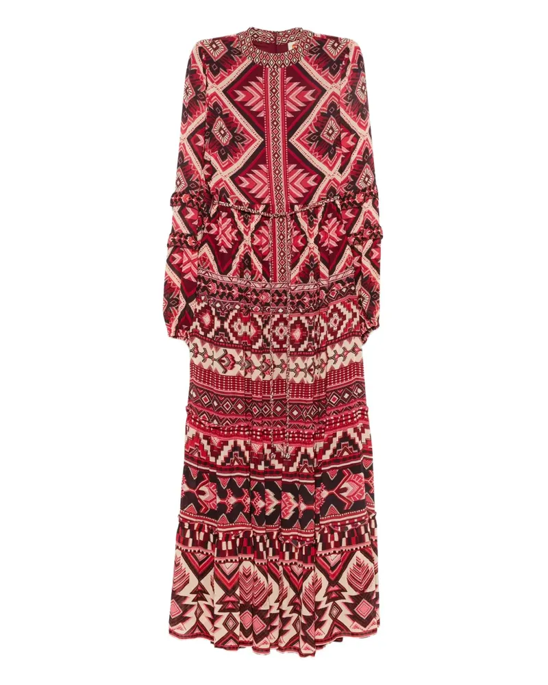 FARM Rio Ainika Maxikleid mit geometrischem Muster - Rot Rot