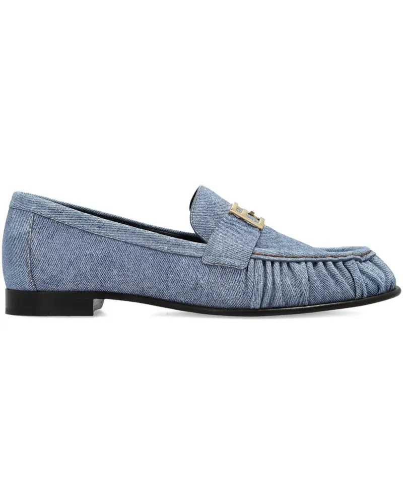 Fendi Geraffte Loafer mit Logo - Blau Blau