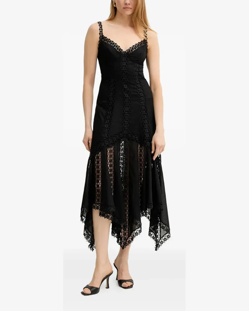 Charo Ruiz Asymmetrisches Blossel Midikleid - Schwarz Schwarz