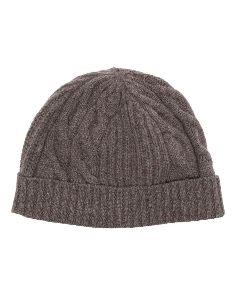 N.Peal Kaschmirbeanie mit Zopfmuster - Braun Braun