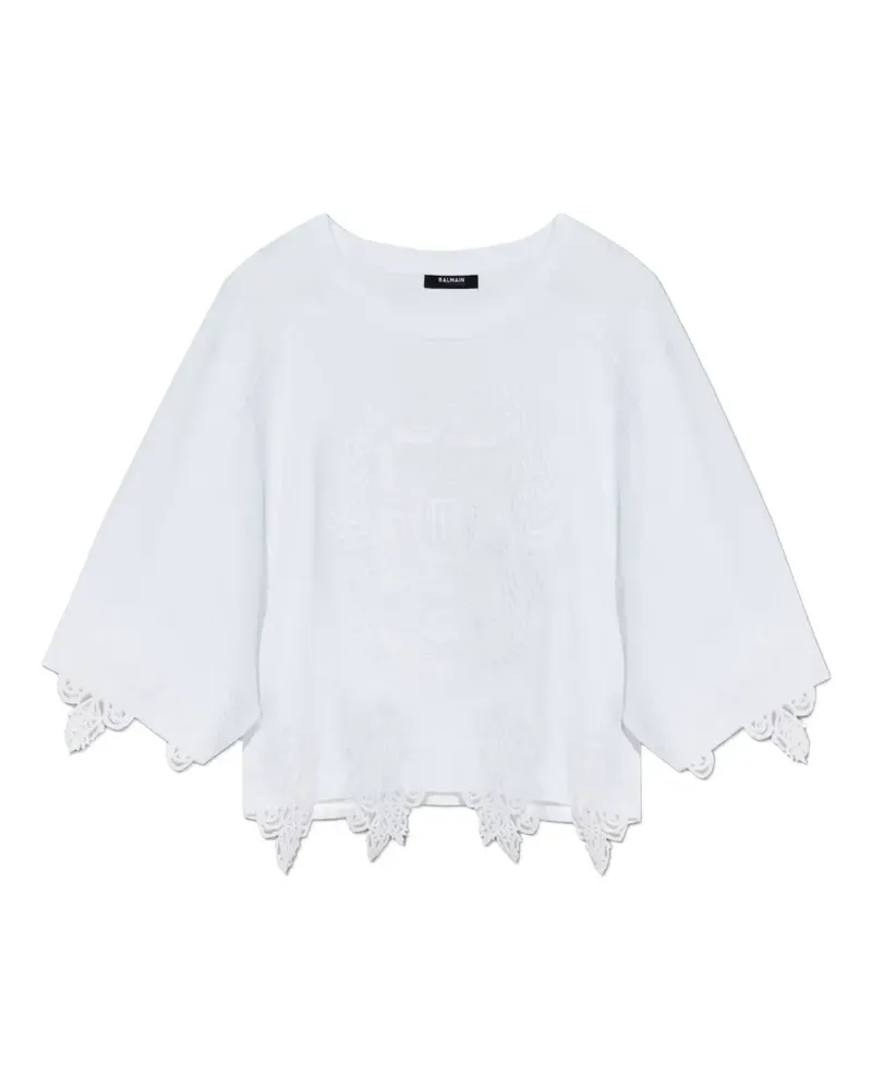Balmain Besticktes Top - Weiß Weiß
