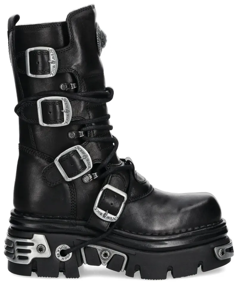 New Rock Stiefel mit Plateau 70mm - Schwarz Schwarz