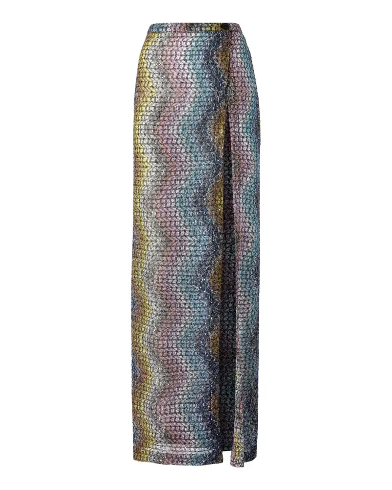 Missoni Maxirock im Metallic-Look mit Schlitz - Blau Blau