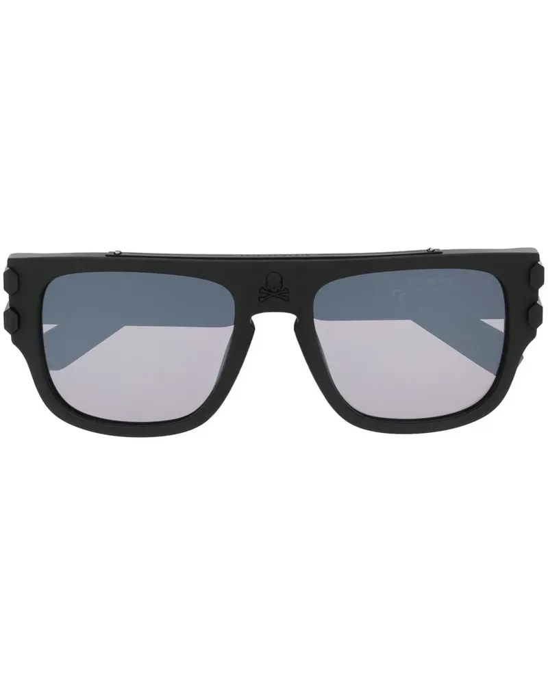 Philipp Plein Sonnenbrille mit durchgehendem Steg - Schwarz Schwarz
