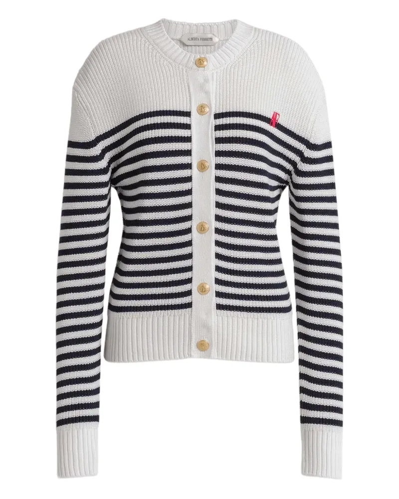 Alberta Ferretti Gestreifter Cardigan mit Knöpfen - Weiß Weiß