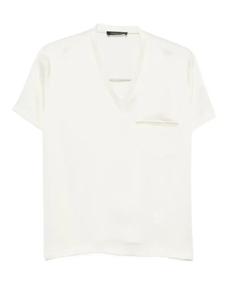 Fabiana Filippi chest-pocket V-neck T-shirt - Weiß Weiß