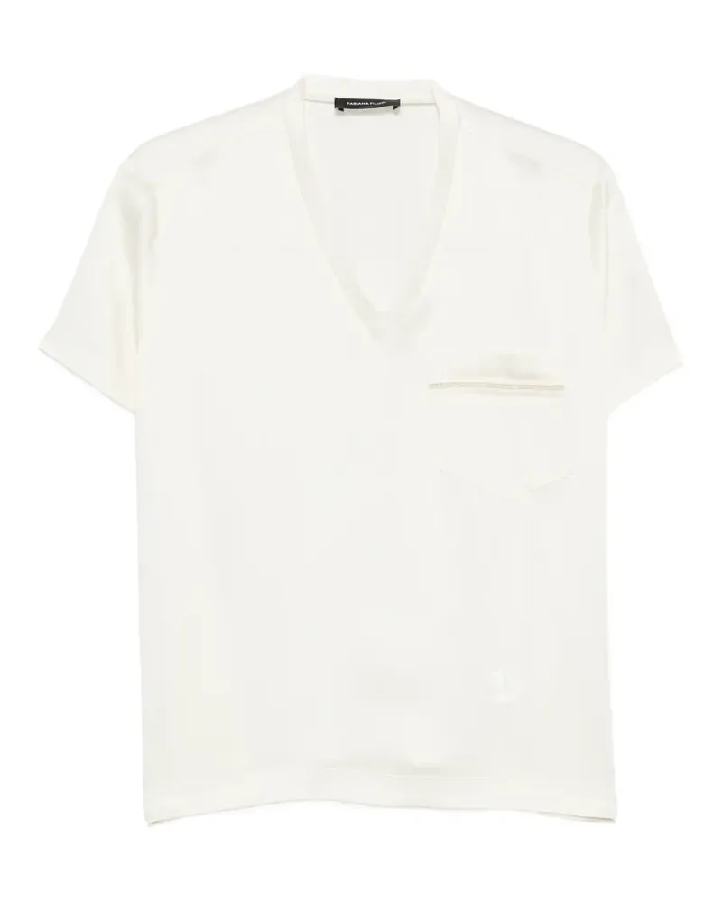 Fabiana Filippi chest-pocket V-neck T-shirt - Weiß Weiß
