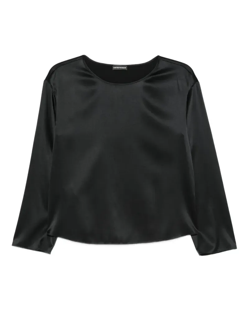 Emporio Armani Satintop mit Dreiviertelärmeln - Schwarz Schwarz