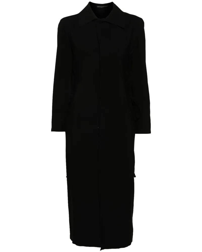 Yohji Yamamoto Mittellanges Hemdkleid - Schwarz Schwarz