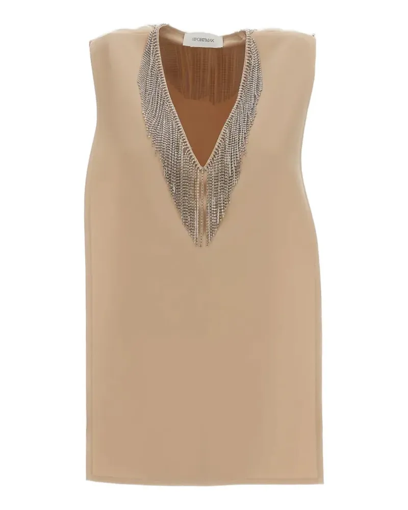SPORTMAX Fransentop mit V-Ausschnitt - Nude Nude
