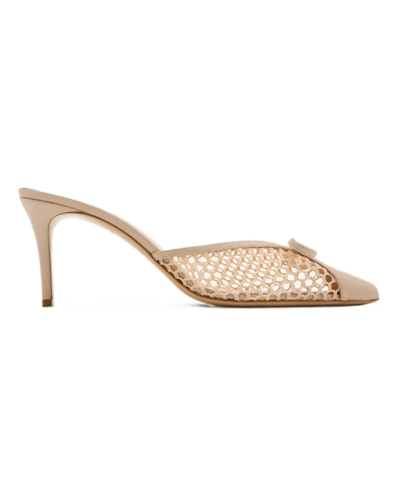 Andrea Wazen Kris Net bow-detail mesh mules - Nude Nude