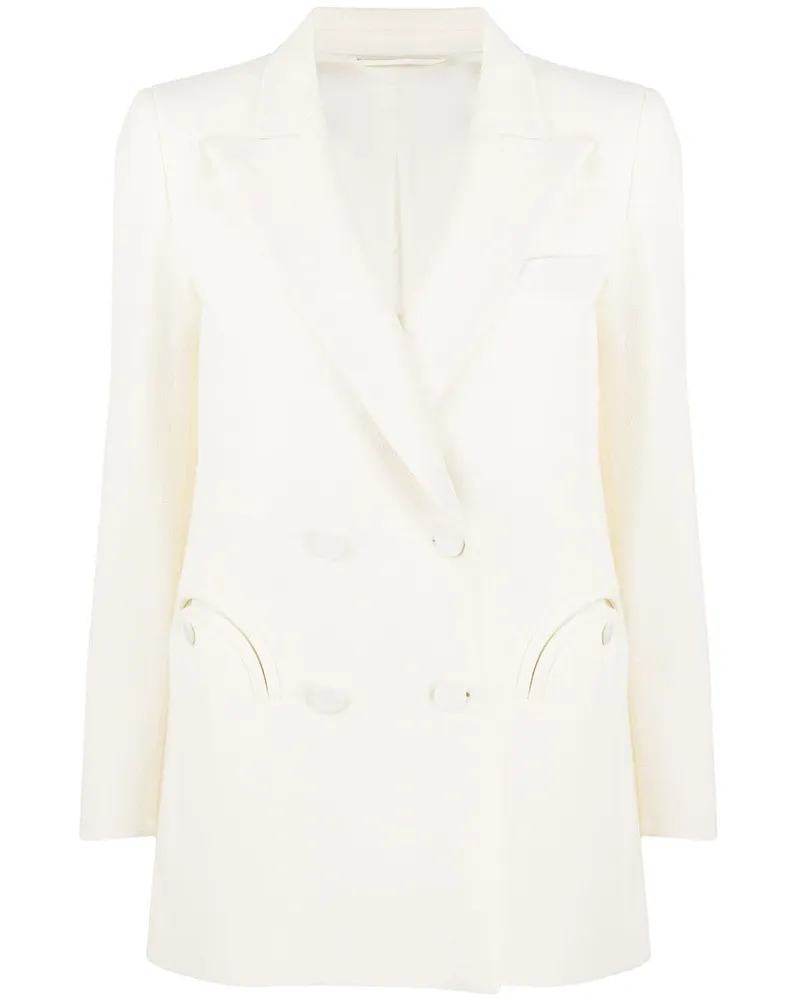 Blazé Milano Doppelreihiger Seidenblazer - Weiß Weiß