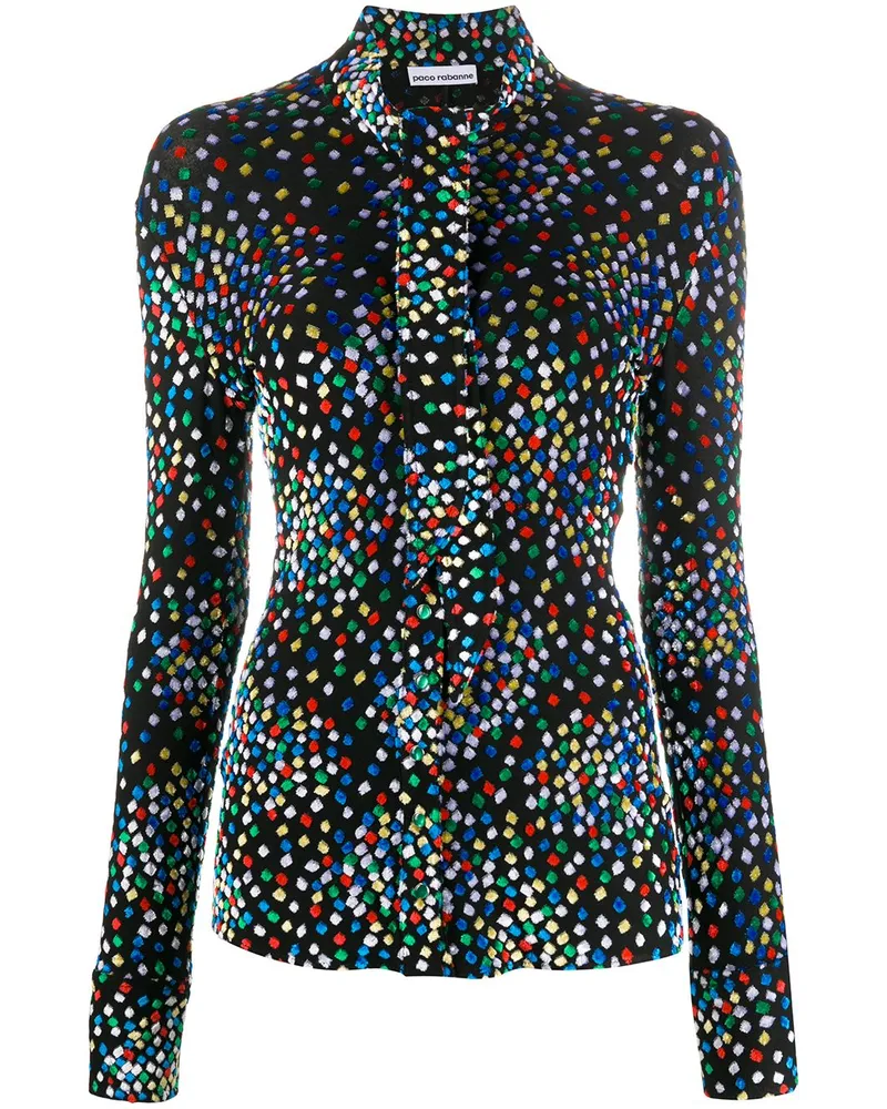 Paco Rabanne Bluse mit geometrischem Print - Schwarz Schwarz