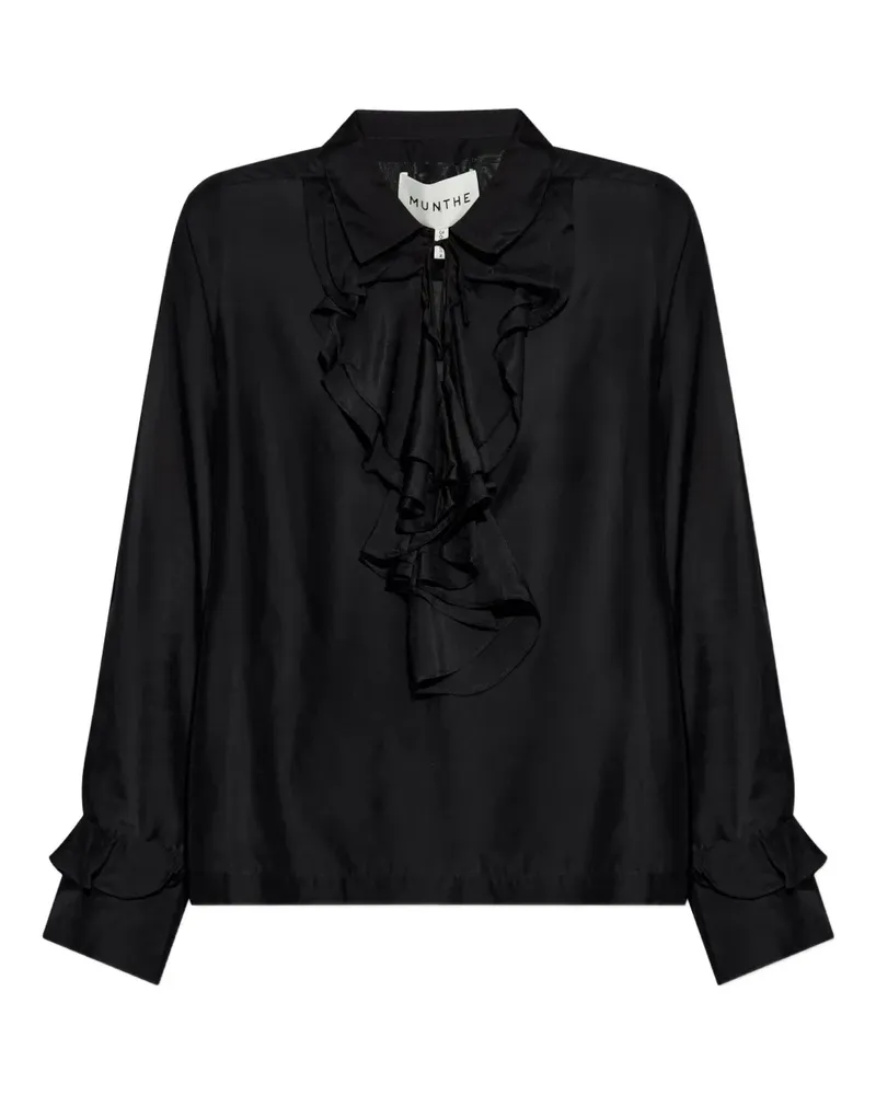 MUNTHE Bluse mit gerüschten Bündchen - Schwarz Schwarz