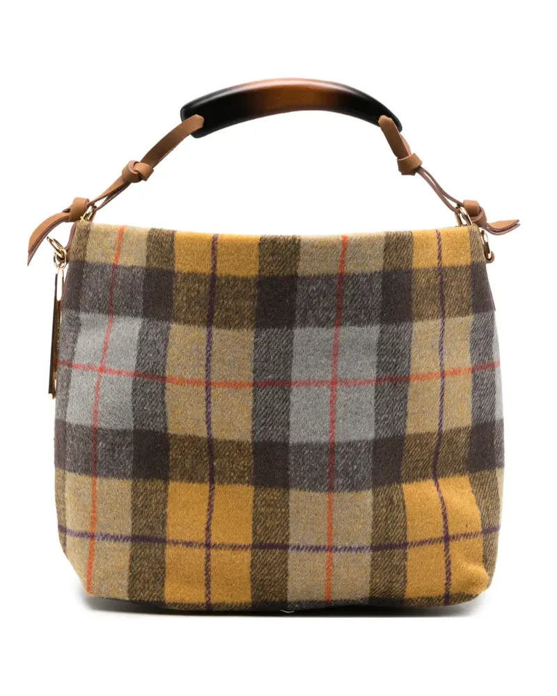 La Milanesa Tote Bag mit Schottenkaro - Gelb Gelb
