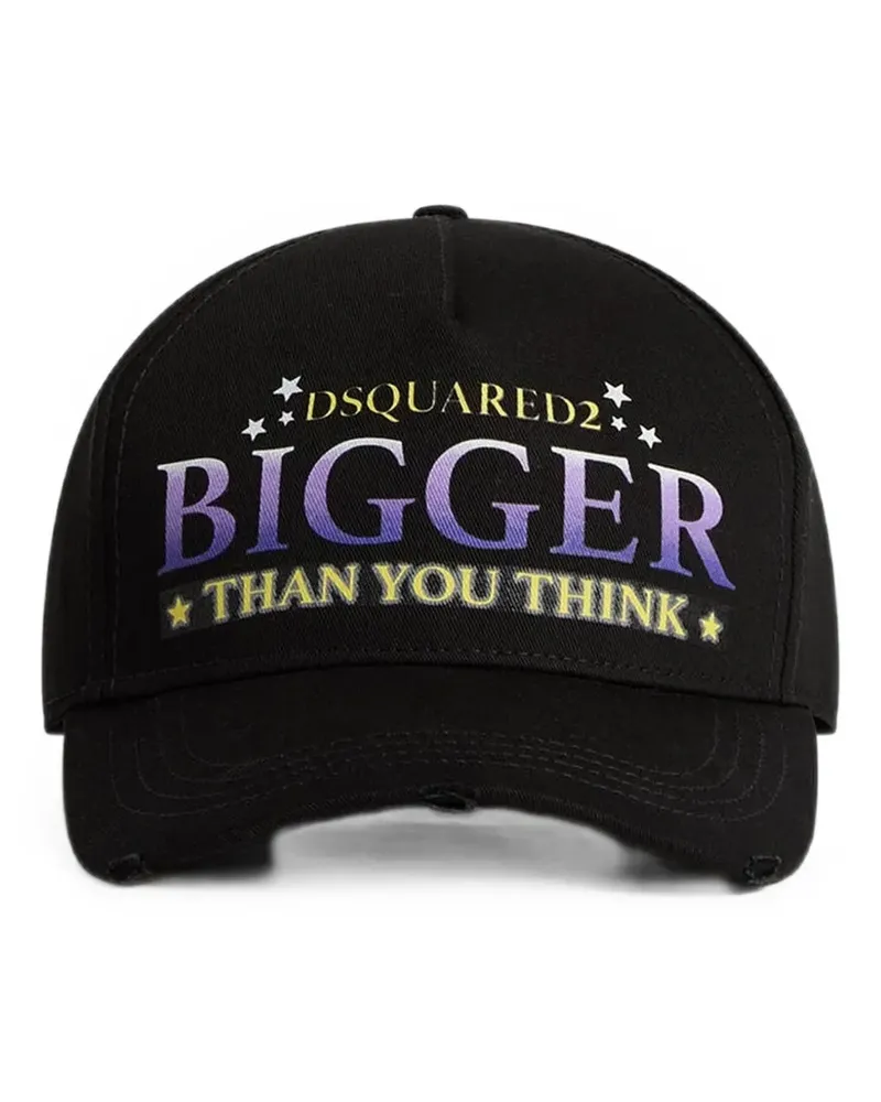 Dsquared2 printed distressed baseball cap - Schwarz Schwarz