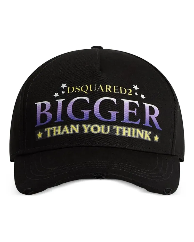 Dsquared2 printed distressed baseball cap - Schwarz Schwarz