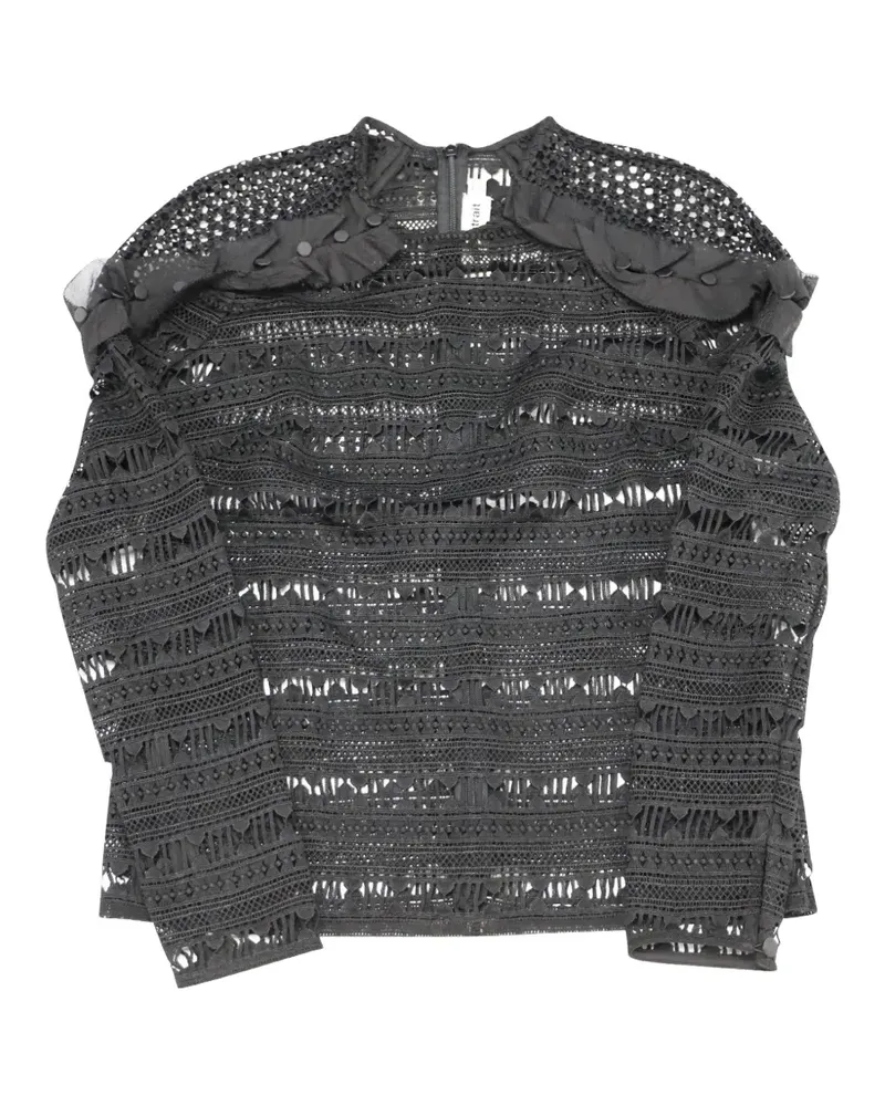 Self-Portrait Langarmshirt mit Rüschen - Schwarz Schwarz