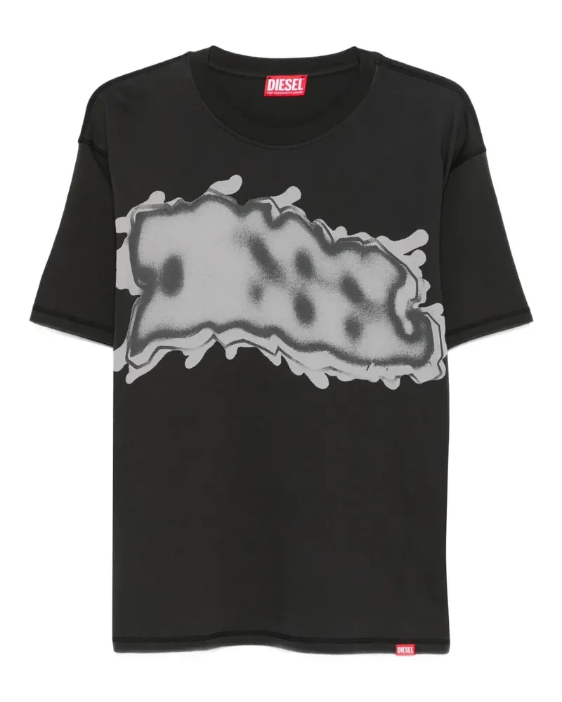 Diesel T-Shirt mit grafischem Print - Schwarz Schwarz