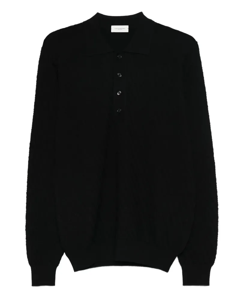 Paolo Pecora Milano Poloshirt aus Jacquard - Schwarz Schwarz