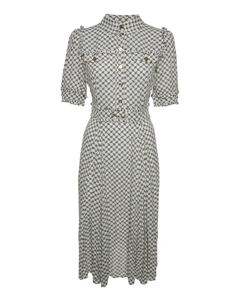 Elisabetta Franchi Midikleid mit kurzen Ärmeln - Weiß Weiß