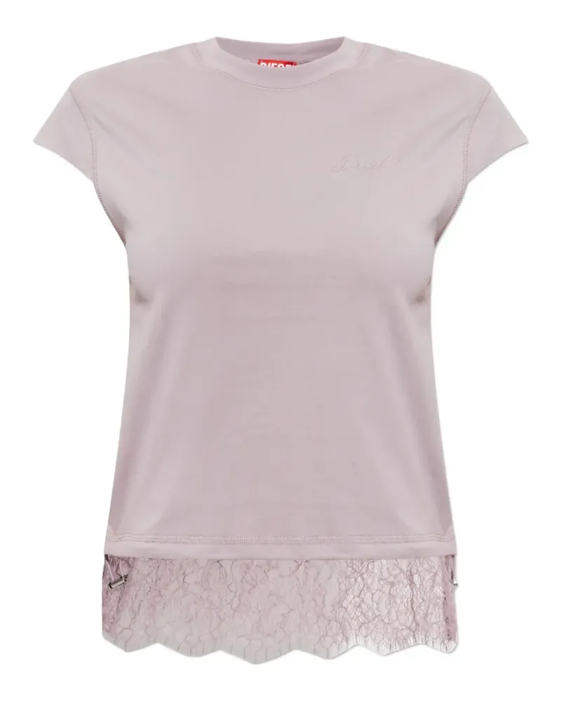 Diesel lace-trim T-shirt - Violett Violett