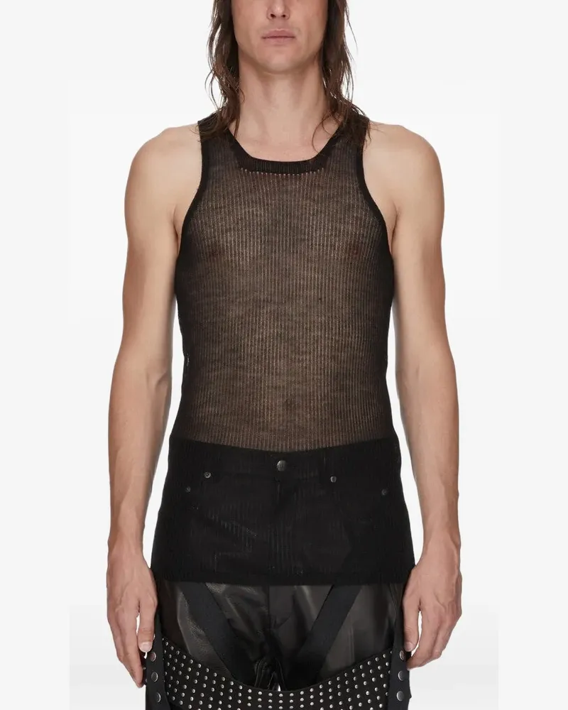 Rick Owens Geripptes Top - Schwarz Schwarz