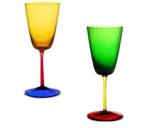 Set aus zwei geriffelten Gläsern - Gelb