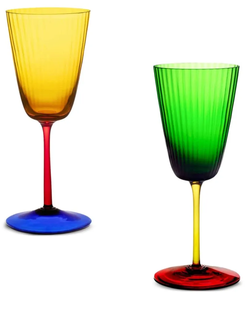 Set aus zwei geriffelten Gläsern - Gelb