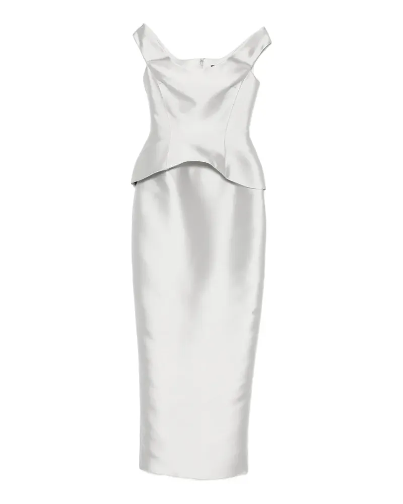 Solace London Schulterfreies Pieta Kleid mit Schößchen - Silber Silber