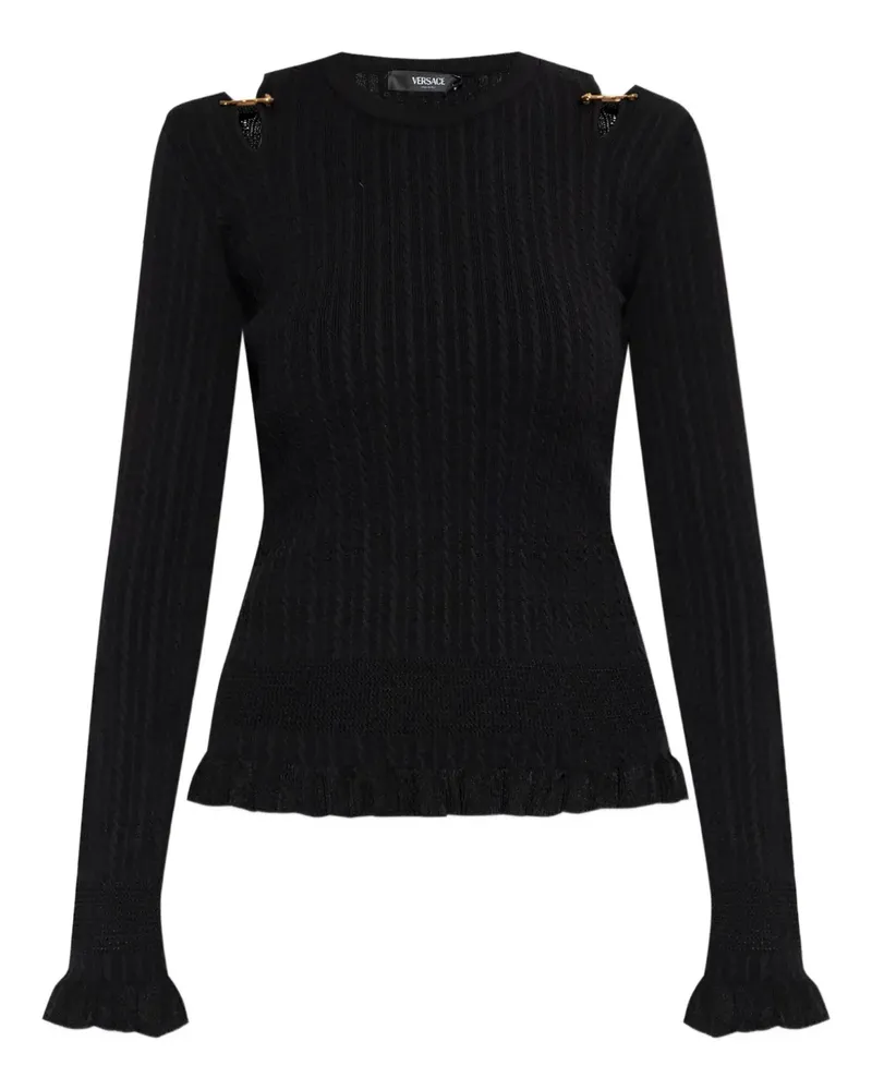 Versace Gerüschter Pullover mit Cut-Out - Schwarz Schwarz