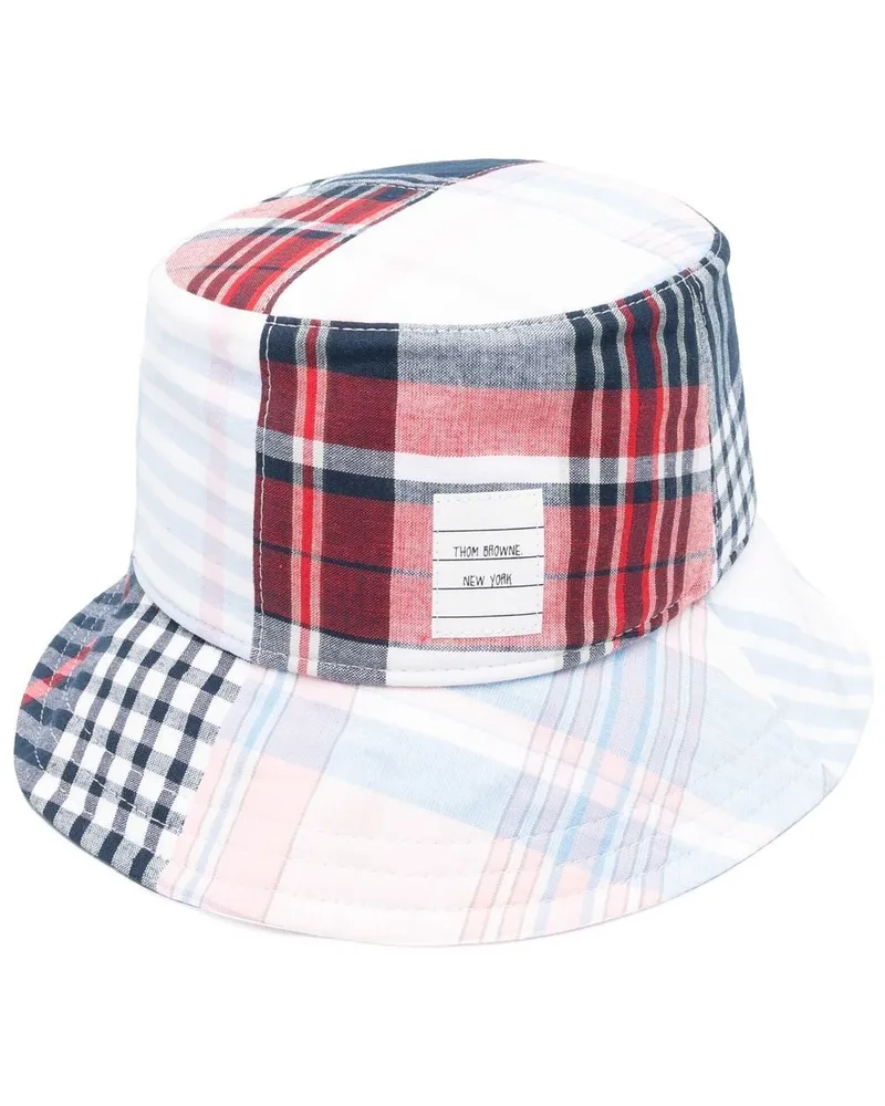 Thom Browne Karierter Fischerhut mit Logo-Patch - Blau Blau