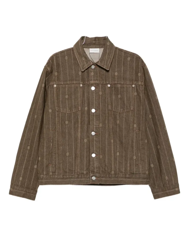Drôle de Monsieur logo-monogram denim jacket - Braun Braun