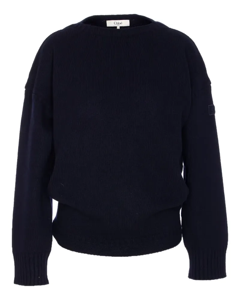 Chloé Rundhals-Pullover mit Logo-Patch - Blau Blau