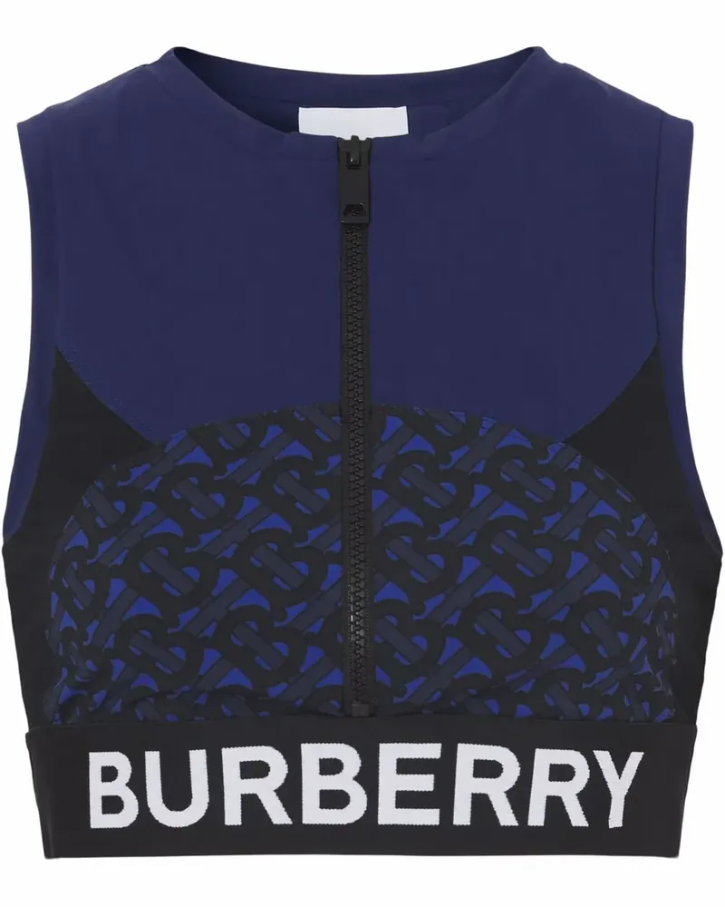 Burberry Cropped-Top mit Monogramm-Print - Blau Blau
