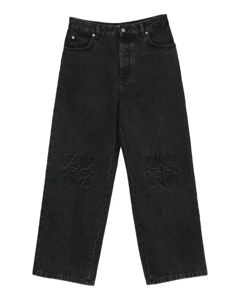 Loewe Anagram-embroidered jeans - Schwarz Schwarz