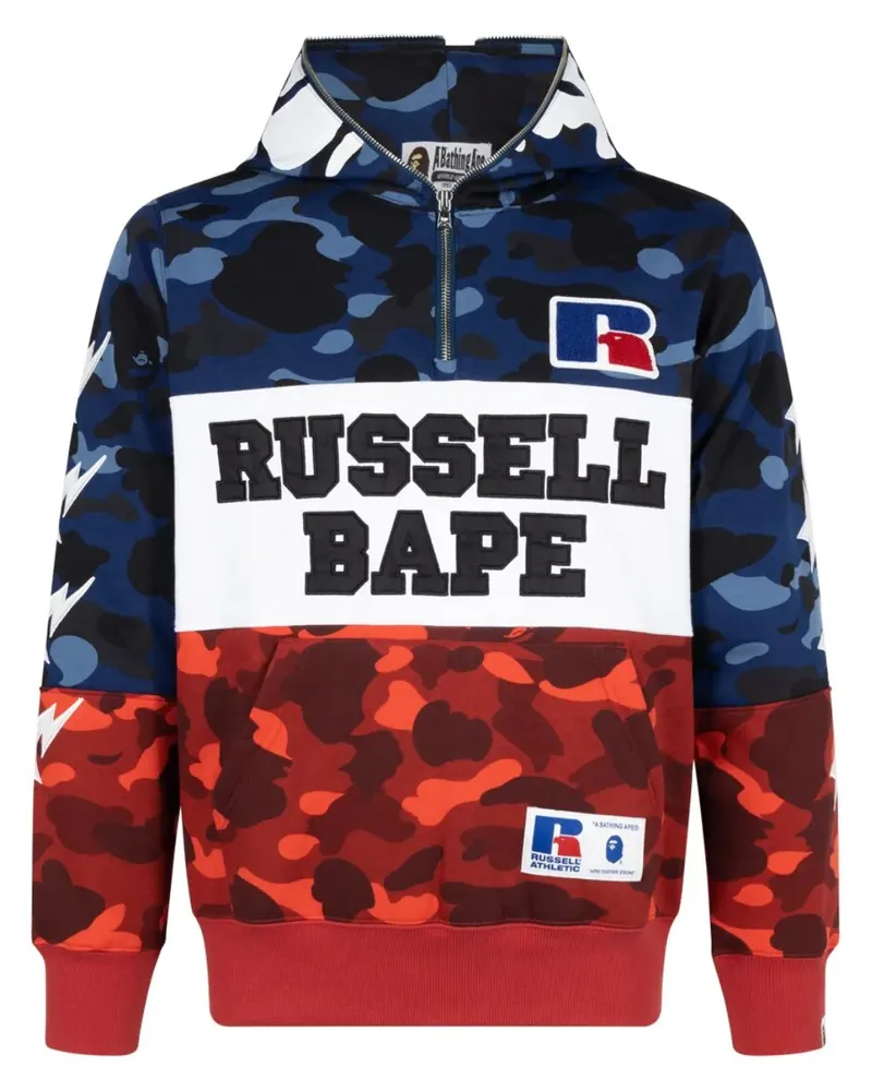 BAPE x Russell Hoodie mit Reißverschluss - Blau Blau