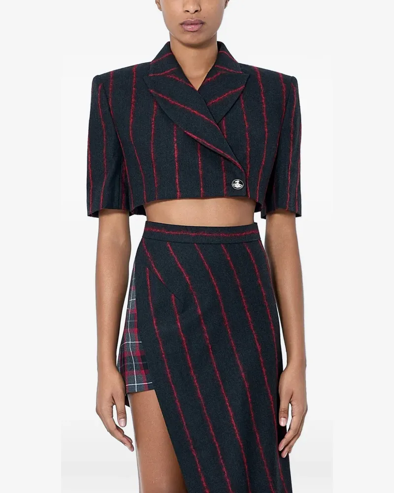 Vivienne Westwood Cut Off pinstripe-pattern cropped blazer - Grau Grau