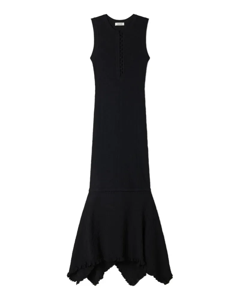 Sandro Gerüschtes Strickkleid mit Spitzeneffekt - Schwarz Schwarz