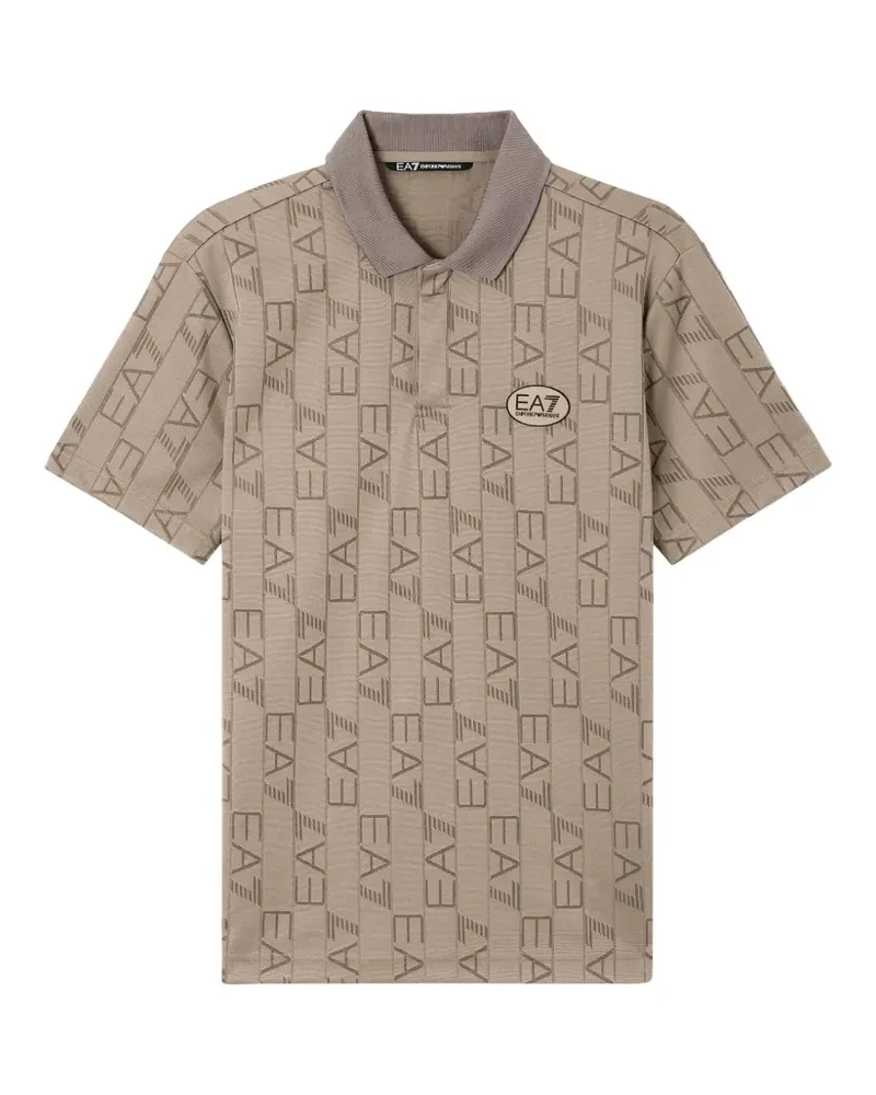 EA7 Poloshirt mit Monogrammmuster - Nude Nude