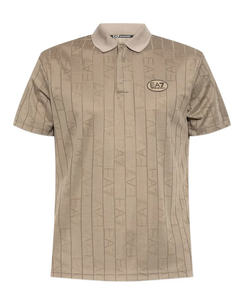 EA7 monogram-pattern polo shirt - Nude Nude