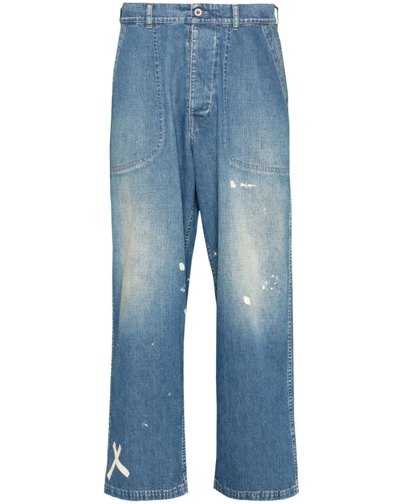 Maison Margiela Wide-Leg-Jeans mit Farbklecksen - Blau Blau