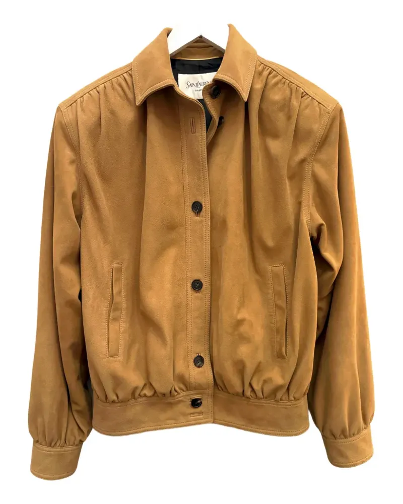 Saint Laurent suede blouson jacket - Nude Nude