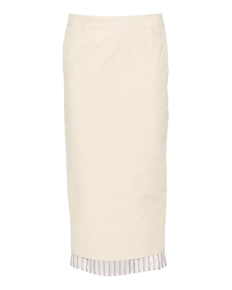 ATTICO striped-hem midi skirt - Nude Nude